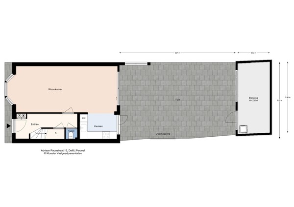 Plattegrond - Adriaan Pauwstraat 13, 2613 CX Delft - Adriaan Pauwstraat 13_Perceel.jpg